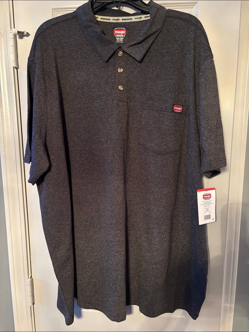 Wrangler Workwear Dark Gray Pocket Polo NWT